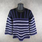 Hand Knitted Jumper Womens S Small Purple Wool Cotton Pullover