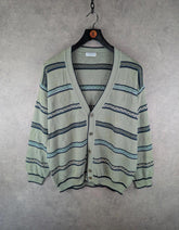 Cacharel Jumper Mens XL Extra Large Green Vintage Cardigan Cotton Linen Italy