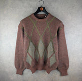 Vintage Jumper Mens L Large Italian Knitted 80s Retro Pullover