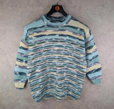 Hand Knitted Jumper Womens L Large Blue Pullover Vintage