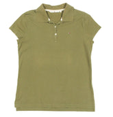 Tommy Hilfiger Polo Shirt Womens Medium m Khaki Short Sleeve
