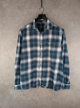 Canda Flannel Shirt Mens XL Extra Large Vintage Checked Blue