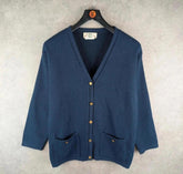 Orvis Jumper Womens Medium M Navy Knitted Cardigan Vintage 80s