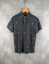 Ralph Lauren Polo Shirt Mens Medium M Black Embroidered Slim Fit Short Sleeve