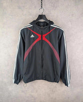 Adidas Jacket Mens Medium M Black Y2K Hooded Full Zip
