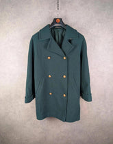 St Michael Coat Womens XL Extra Large Green Wool Vintage Double Breasted
