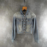 Moto Jacket Womens XS Extra Small Blue Denim Y2K