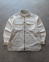 Vintage 1990s Jacket Men's Medium Beige Utility Chore Coat Cotton Oversized