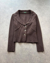 United Colors Of Benetton Blazer Womens Small Brown Wool Fitted Tailored Vintage