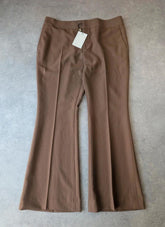 Suitsupply Trousers Women’s 2XL Brown Wool Blend Flared Tailored Wide Leg