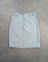 Vintage 90s Skirt Women's Small Blue Denim W30 Knee Length Retro Classic