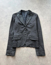 Sisley Blazer Women's Small Black Cotton Fitted Tailored Smart Office Jacket