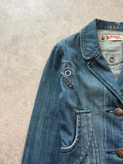 Y2K Jacket Women's Small Blue Western Country Fitted Retro Casual