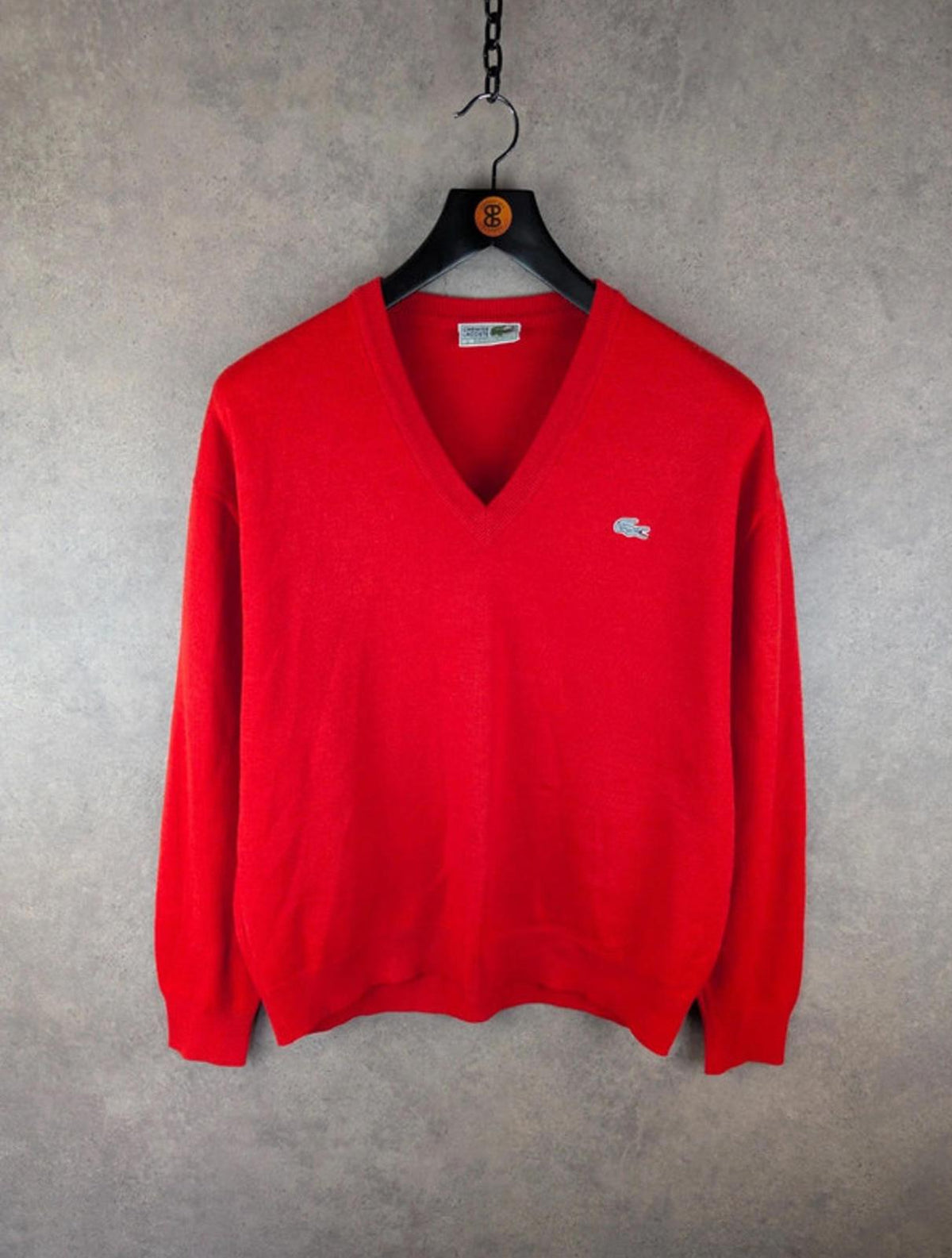 Lacoste Jumper Mens L Large Red Vintage 90s Pullover Wool
