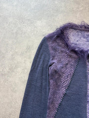 Y2K Cardigan Women’s Medium Purple Fairy Grunge Mesh Long Sleeve Boho