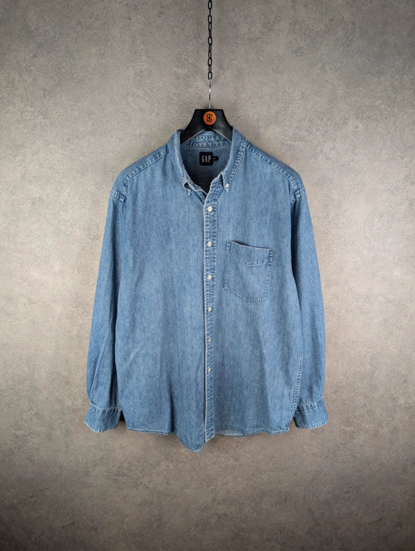 Gap Shirt Mens Large L Blue Vintage Denim Cotton Long Sleeve