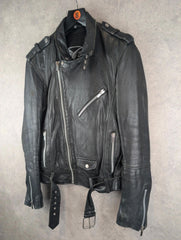 Carlo Sacchi Jacket Mens Large L Black Leather Vintage Italian Biker