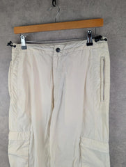 Next Trousers Mens W30 L29 Cream Y2K Cargo Lightweight Comfort