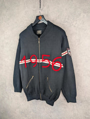 Cethiver Jumper Mens L Large Black Knitted Embroidered Vintage 1980s