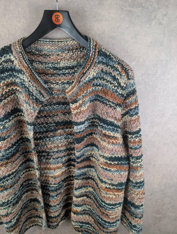 Hand Knitted Cardigan Womens XL Extra Large Multicoloured