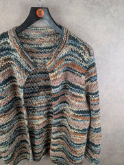 Hand Knitted Cardigan Womens XL Extra Large Multicoloured
