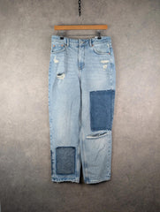 BDG Jeans Womens W32 L32 Blue Denim Patchwork Wide-Leg