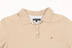 Tommy Hilfiger Polo Shirt Womens Medium M Beige Short Sleeve