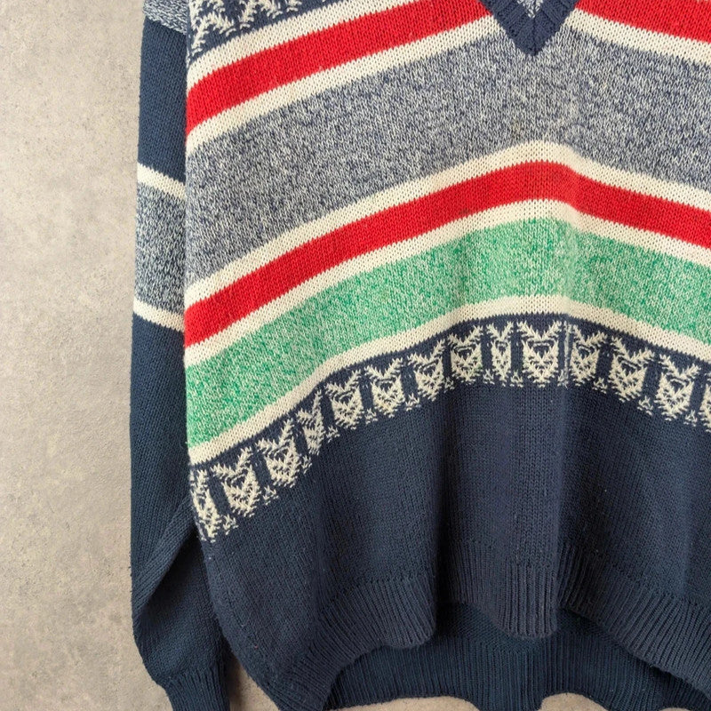 Harley Davylson Jumper Mens XL Extra Large Blue Vintage Italian Knitted