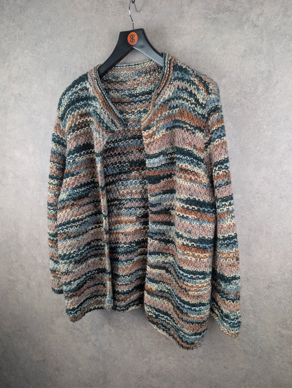 Hand Knitted Cardigan Womens XL Extra Large Multicoloured