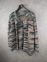 Hand Knitted Cardigan Womens XL Extra Large Multicoloured