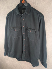 Alpha Industries Shirt Mens L Large Black Vintage Denim Button Up