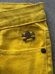 Criminal Damage Jeans Waist 34 Yellow Skinny Low Rise Punk Emo Denim