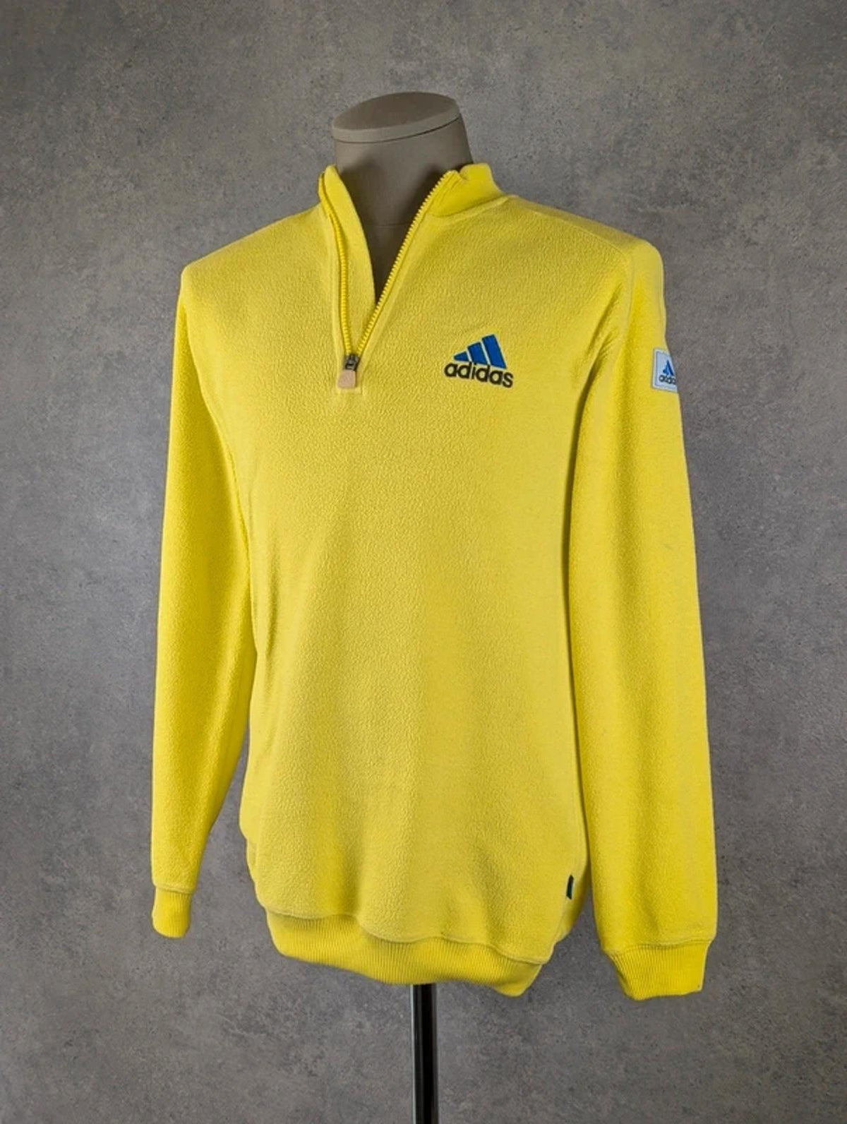 Adidas 90s Fleece Quarter Zip Jumper  Men’s Medium Yellow Vintage Retro Sportswear