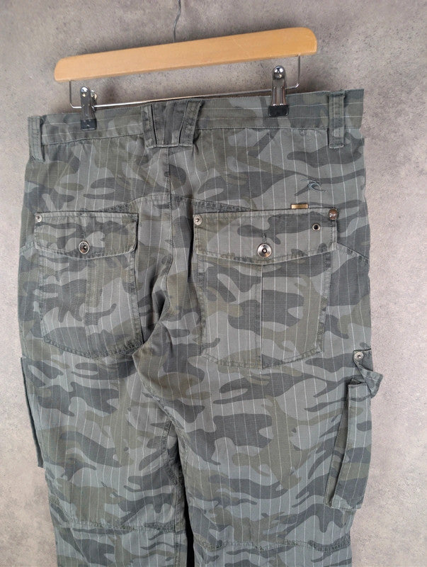 Ripcurl Trousers Mens W34 L33 Y2K Camo Cargo Surfing Ripstop
