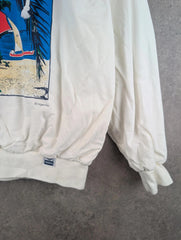 Trigema Sweatshirt Womens M Medium White Vintage 80s Quarter Zip