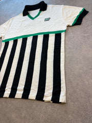 Vintage 1970s Cycling Jersey Men’s Large White Green Number 5 Retro Italian