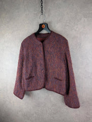 Reldan Cardigan Womens Medium M Burgundy Vintage Wool Mohair