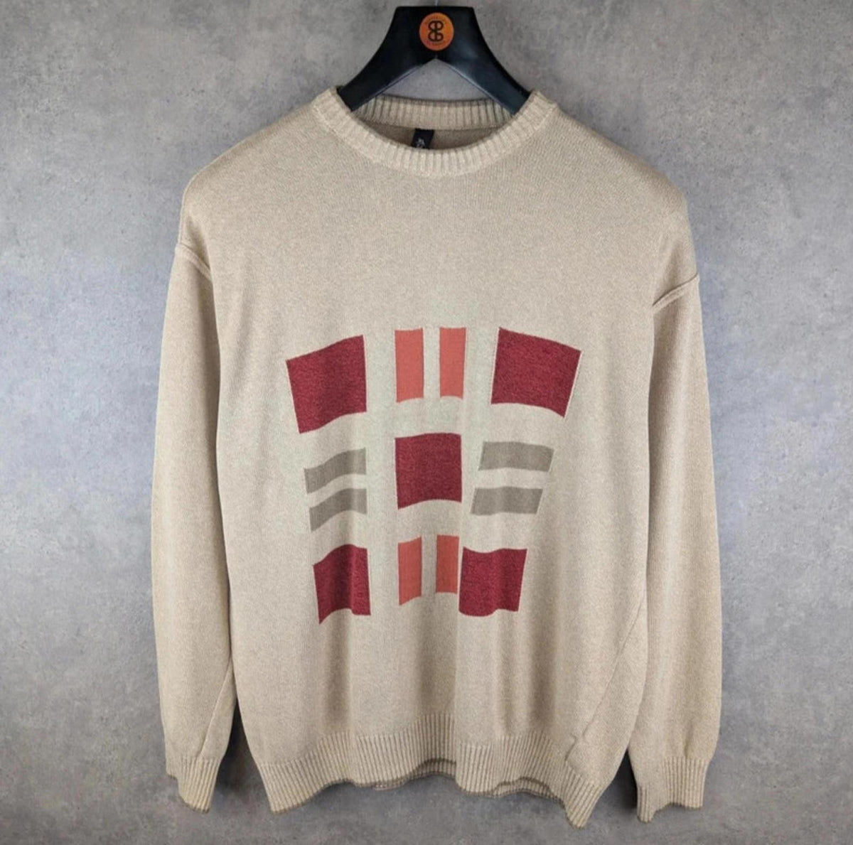 Vintage Knitted Jumper Mens Extra Large XL Beige Pullover