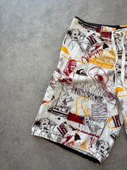 Y2K Quiksilver Board Shorts Men’s W33 Surf Skater Hawaiian Swim Shorts