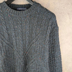 Finnegan Jumper Mens L Large Grey Knitted Vintage Pullover
