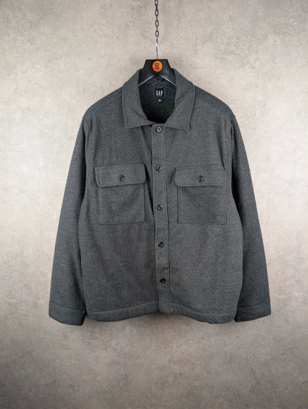 Gap Shacket Mens XL Extra Large Grey Sherpa Lined Fleece