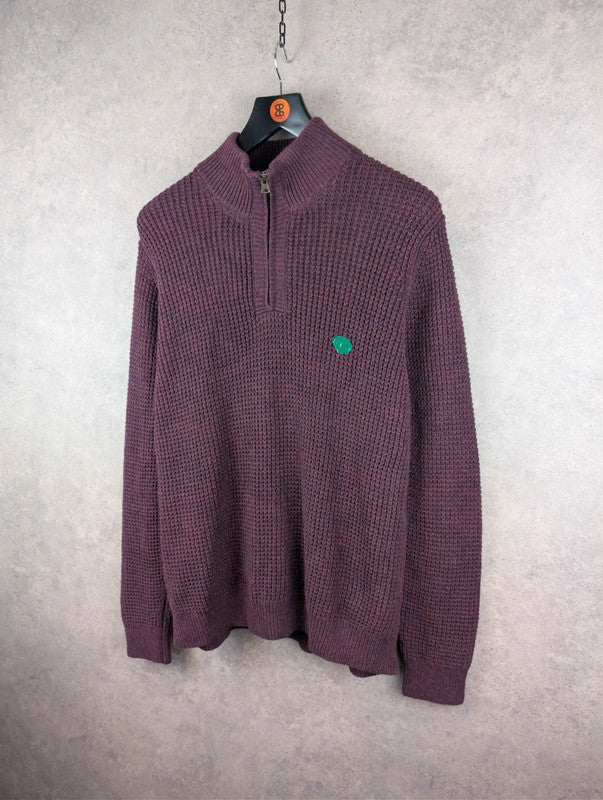 L.L.Bean Jumper Mens Large Regular Burgundy Knitted Quarter Zip Pullover New