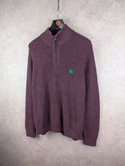 L.L.Bean Jumper Mens Large Regular Burgundy Knitted Quarter Zip Pullover New
