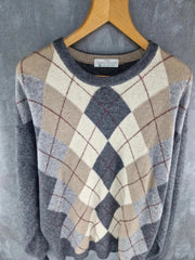 St Michael Jumper Mens XL Extra Large Knitted Argyle Pullover