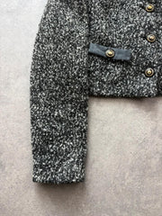 Y2K Wool Jacket Women’s Medium Grey Cropped Tailored Structured