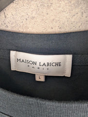 Maison Labiche T-Shirt Mens Large L Black Short Sleeve