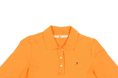 Tommy Hilfiger Polo Shirt 3/4 Sleeve Womens Small S Orange