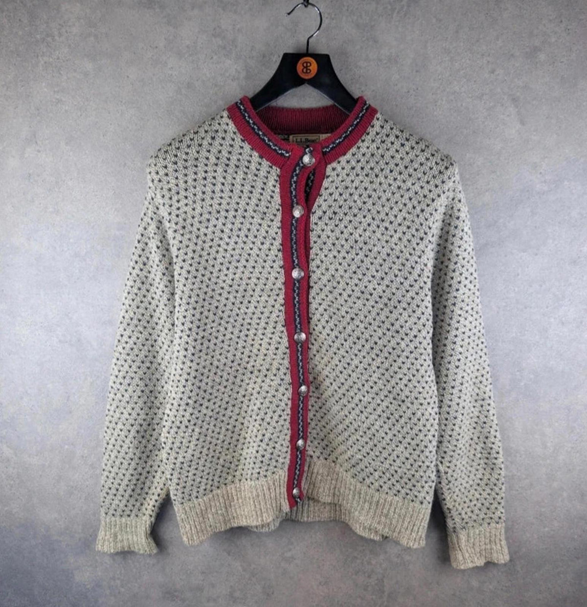 L.L. Bean Jumper Womens L Large Vintage 80s Wool Button-Up Cardigan