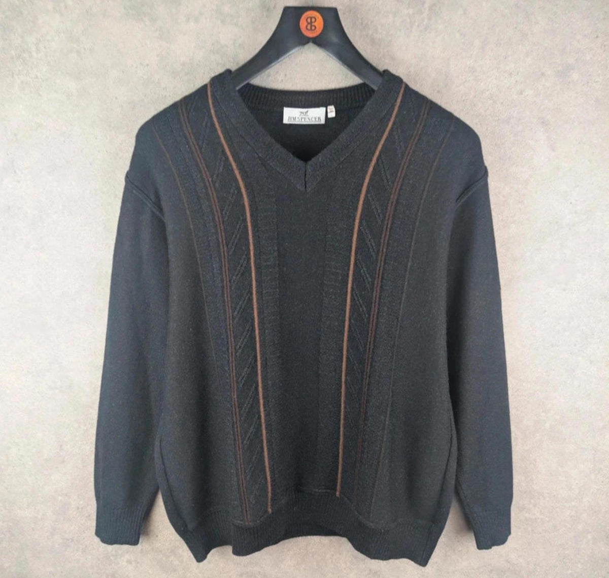 Jim Spencer Jumper Mens XL Extra Large Knitted V-Neck Pullover