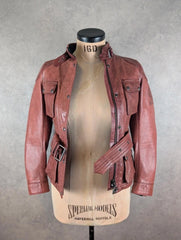 Belstaff Leather Jacket – Women’s Small – Brown – Belted Moto Designer